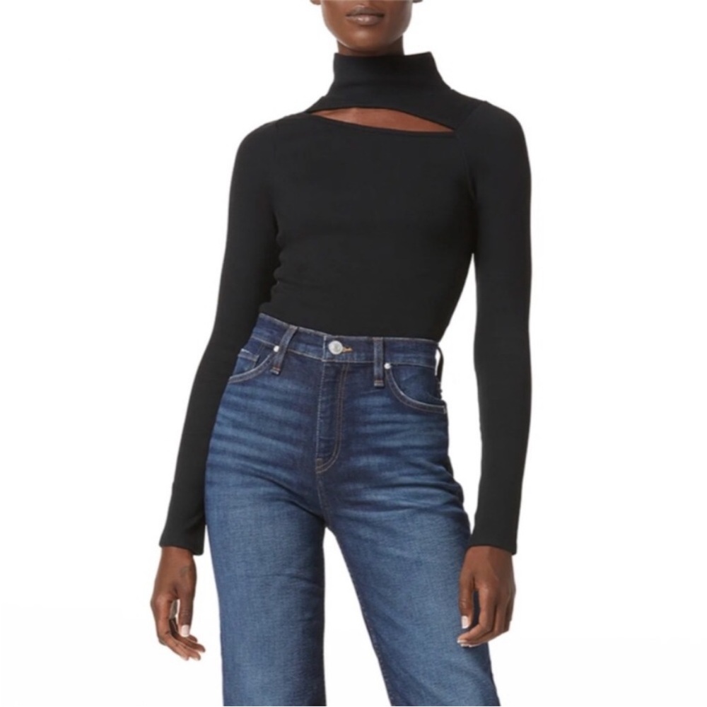 Black Cutout Turtleneck Bodysuit